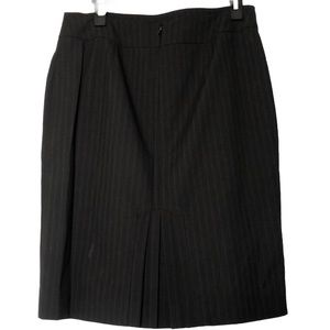 Antonio Melani Stripe Back Pleat Midi A-Line Skirt In Black-Medium